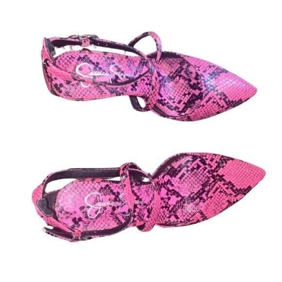 Jessica Simpson Ambrie Neon Pink Python Snake Print Sexy Heels - Picture 4 of 14